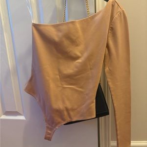 LPA Tan One-Shoulder Top